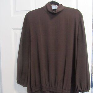 CANVAS by Land End Ruched Mock Neck Blouse - Women's 12